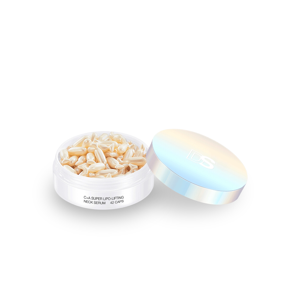 The image features a silver blister pack with seven individual capsules. Labeled